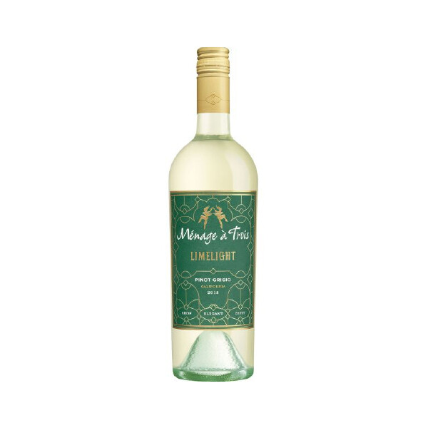 MENAGE-A-TROIS LIMELIGHT PINOT GRIGIO WHITE WINE 12X750ML