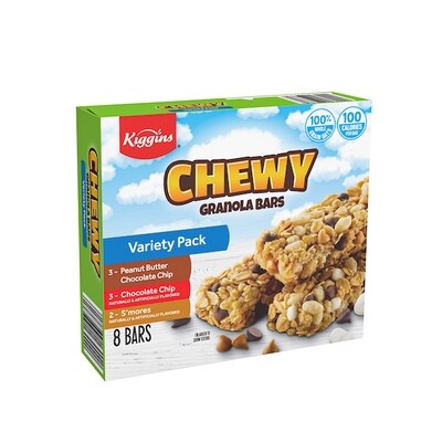 KIGGINS CHEWY GRANOLA BARS VARIETY PACK 12X6.7OZ