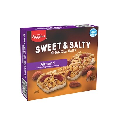 KIGGINS SWEET &amp; SALTY ALMOND BARS 12X7.4OZ