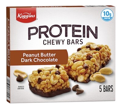 KIGGINS CHEWY PROTEIN GRANOLA BARS PEANUT BUTTER &amp; D CHOCOLATE 12X7.1OZ