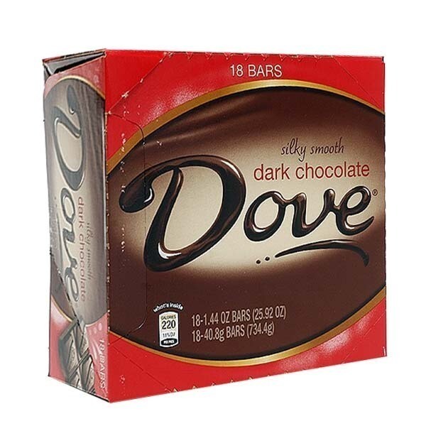 DOVE DARK CHOCOLATE BARS BOX 18X1.44OZ