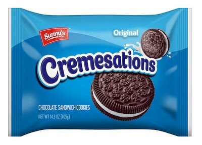 SUNNY&#39;S CREMESATIONS CHOCOLATE SANDWICH CREME COOKIES 18X14.3OZ