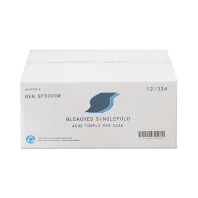 GEN WHITE SINGLE FOLD TOWEL 12X334CT