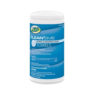 ZEP CLEAN&#39;EM SPIRIT II DISINFECTING TOWEL (C) 6X80CT