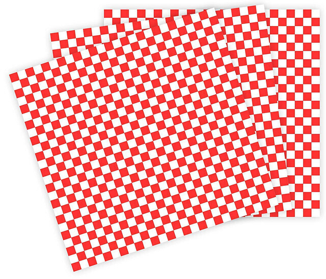 BAG CRAFT SHEET 12"X12" WAX PAPER RED CHECKRED 2X1000CT