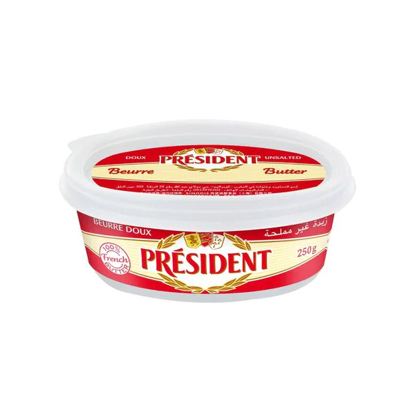 PRESIDENT LIGHT UNSALTED BUTTER TUB 12/250 GR (000298) 03/01/26