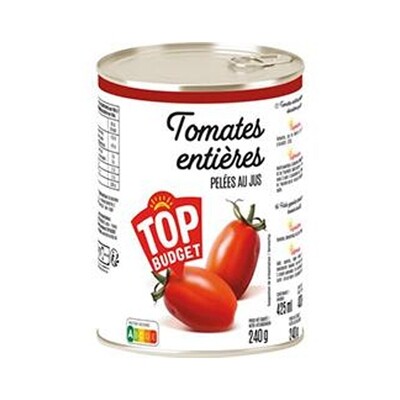 TOP BUDGET TOMATES PEELES AU JUS 12X400G
