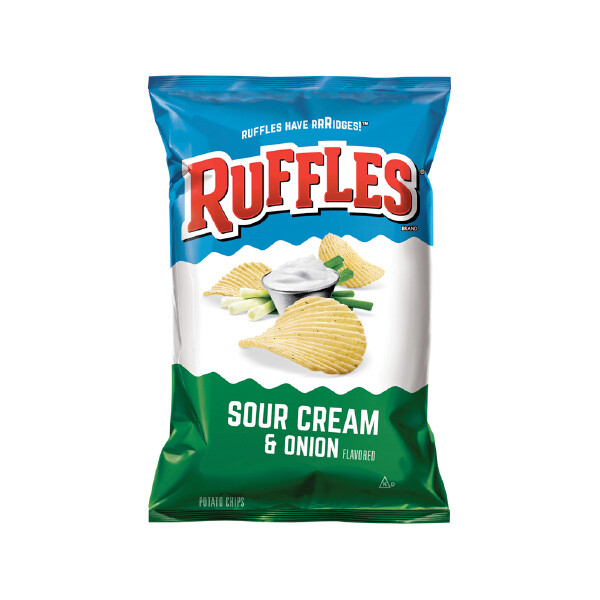 RUFFLES POTATO CHIPS SOUR CREAM &amp; ONION 15X6.5OZ