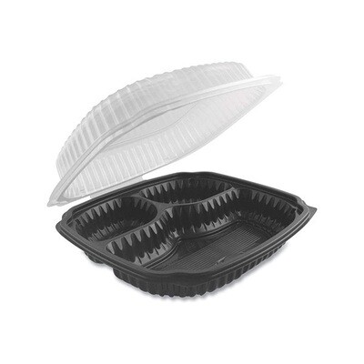 CULINARY LITES NATURES BEST 9&quot;x9&quot; HINGED 3 COMPARTMENT CONTAINER TEAR AWAY LID 100CT
