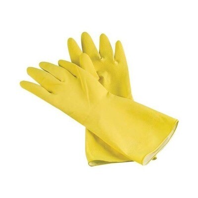 AMBITEX YELLOW LATEX FLOCKLINED LARGE GLOVES 12X1PAIR