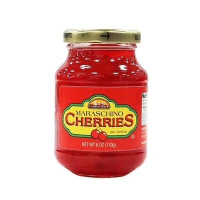 COUNTRY BARN RED MARASCHINO CHERRIES 12X6OZ