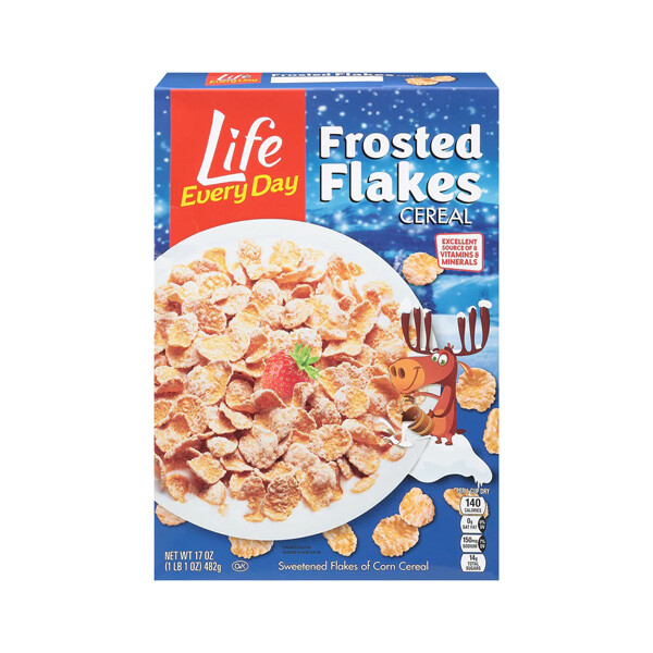 LIFE EVERY DAY SUGAR FREE FROSTED FLAKES CEREAL 12X17OZ