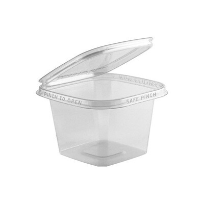 SAFE-PINCH TAMPER-EVIDENT 16OZ 5&quot; SQUARE CLEAR HINGED CONT. 260CT