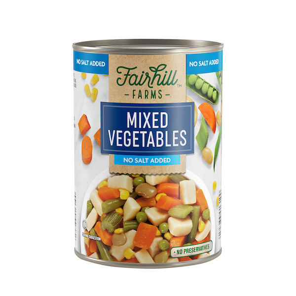 FAIR HILL FARMS NO SALT MIXED VEGETABLES 24X15OZ