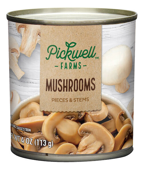 PICKWELL FARMS CANNED MUSHROOMS PIECES &amp; STEMS 24X4OZ