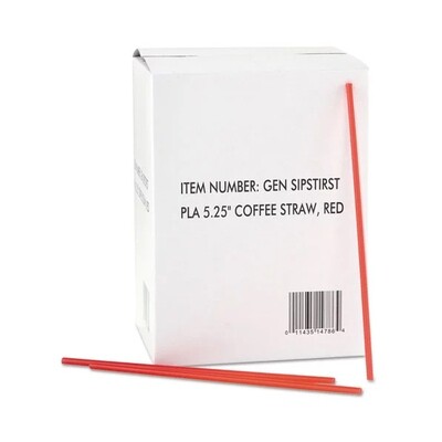GEN COFFEE STIRRER 5.25IN WHI/RED 10X1000