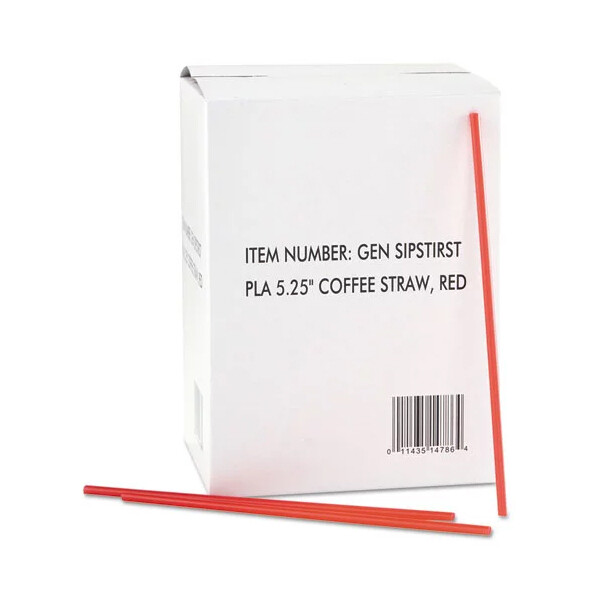 GEN COFFEE STIRRER 5.25IN WHI/RED 10X1000