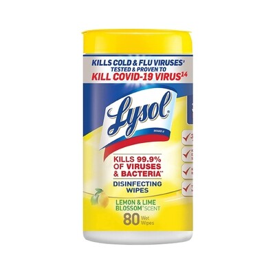 LYSOL DISINFECTING WIPES LEMON&amp;LIME 6X80CT