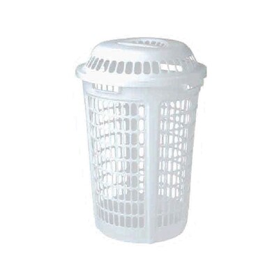 UNITED PLASTIC 2 BSHL ROUND HAMPER  WHITE 6X1CT