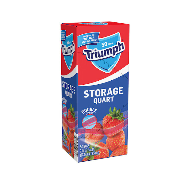 TRIUMPH STORAGE BAG QUART ZIPPER 24X50CT