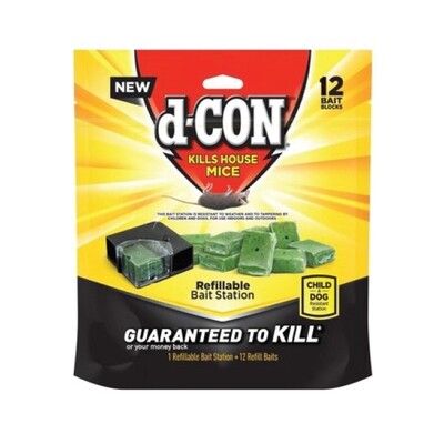 D-CON PRO KILLS RATS&amp;MICE BAIT BLOCKS 3X12CT