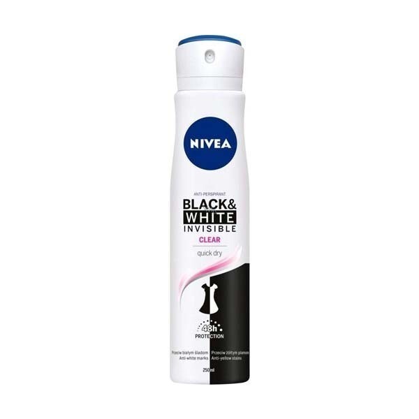 NIVEA SPRAY BLACK &amp; WHITE INVISIBLE CLEAR 12X150ML