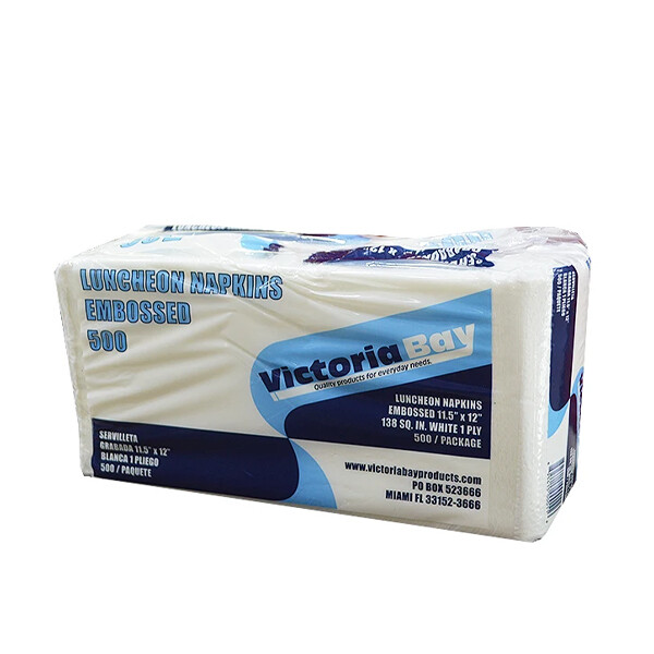 VIC. BAY LUNCHEON NAPKIN WHITE 1PLY 12X500CT