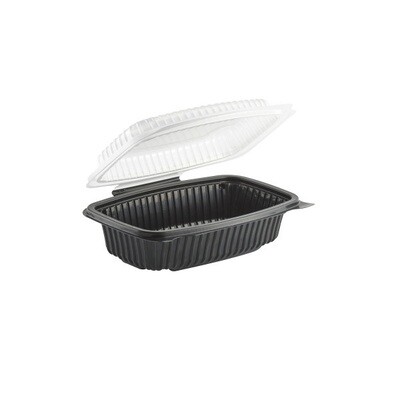 CULINARY LITES 9&quot;X6&quot; BLACK BASE &amp; CLEAR LID HINGED CLAMSHELL 100CT