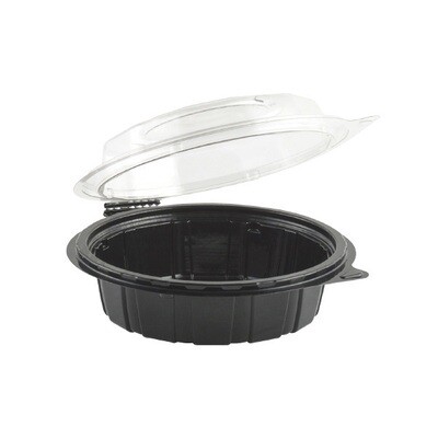 GOURMET CLASSICS 6&quot; BLACK BASE &amp; CLEAR DOME HINGED CLAMSHELL 200CT