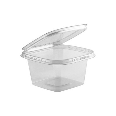 SAFE-PINCH TAMPER-EVIDENT 12OZ 5&quot; SQUARE CLEAR HINGED CONT. 268CT