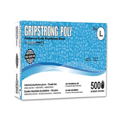 GRIPSTRONG POLY FOOD GRADE GLOVES LARGE 20X50CT