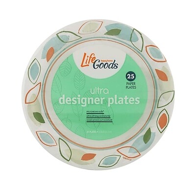 LIFE GOODS 10&quot; DESGINER PAPER PLATES 10X25CT