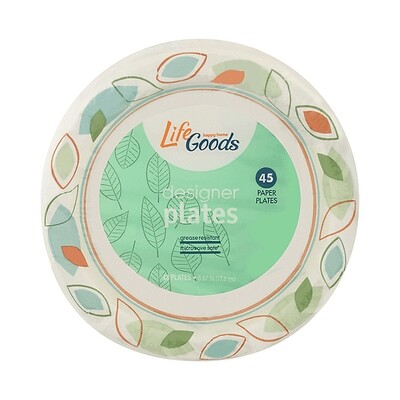 LIFE GOODS 9&quot; DESIGNER PAPER PLATES 12X45CT