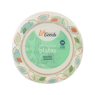 LIFE GOODS 7&quot; DESIGNER PAPER PLATES 12X48CT