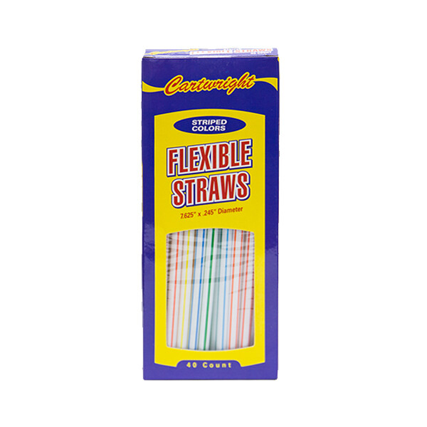 CARTWRIGHT STRAIGHT STRIPED STRAWS BOXED 24X50CT