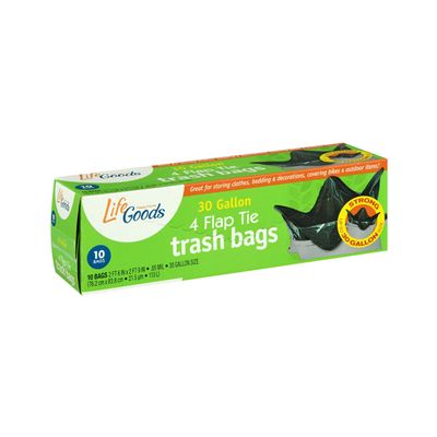LIFE GOODS FLAT TOP TRASH 30GAL BAGS 12X10CT