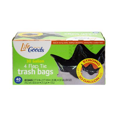 LIFE GOODS FLAT TOP TRASH 30GAL BAGS 6X40CT