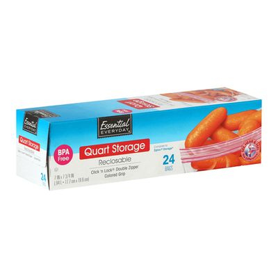 ESSENTIAL-DAY RECLOSEABLE BAG QT 12X24CT