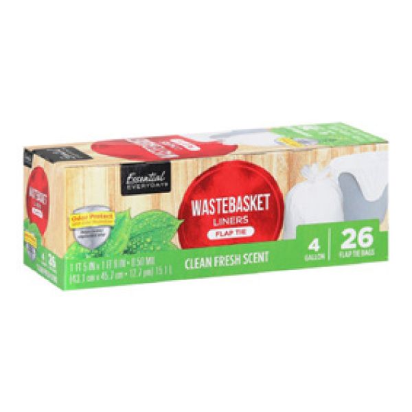 D-ESSENTIAL-DAY TRASHBAG 4GAL FLIPTIE  12X26CT