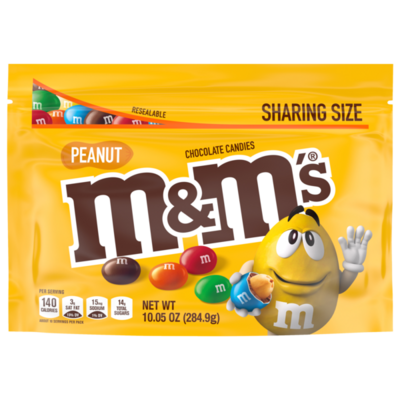 M&amp;M CHOCOLAT PEANUT STAND UP POUCH 12X10.05OZ