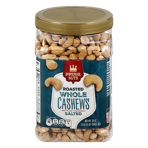 IMPERIAL NUTS WHOLE CASHEWS ROASTED &amp; SALTED 6X30OZ