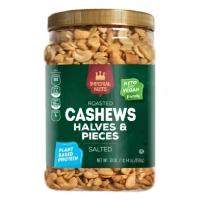 IMPERIAL NUTS CASHEWS HALVES &amp; PIECES ROASTED &amp; SALTED 6X30OZ