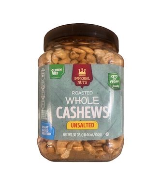 IMPERIAL NUTS WHOLE CASHEWS ROASTED UNSALTED 6X30OZ
