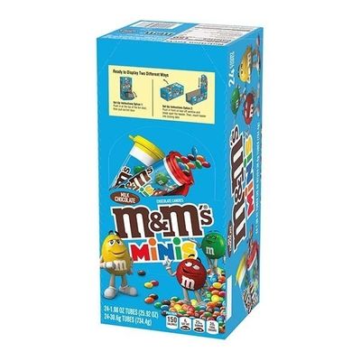 M&amp;M&#39;S MINIS MILK CHOCOLATE TUBES BOX 24X1.08OZ
