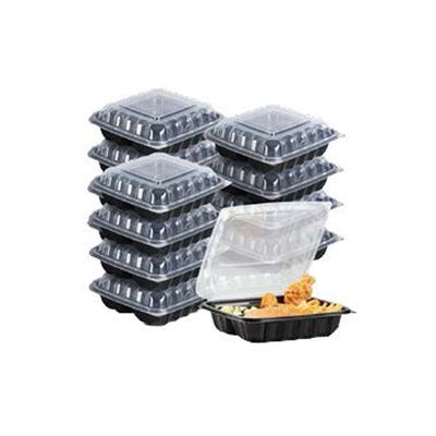 MAXIPLAST 8&quot;X8&quot; 3 COMP. BLACK BASE HINGED CONTAINER 150CT