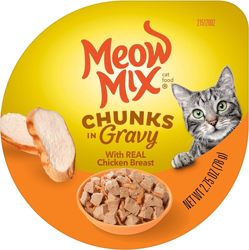 MEOW MIX SAVORY MORSELS W/ CHICKEN BREAST CAT FOOD 12X2.75OZ
