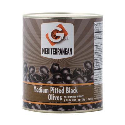 GLOBAL MEDITERRANEAN MEDIUM PITTED BLACK OLIVES 6X55OZ