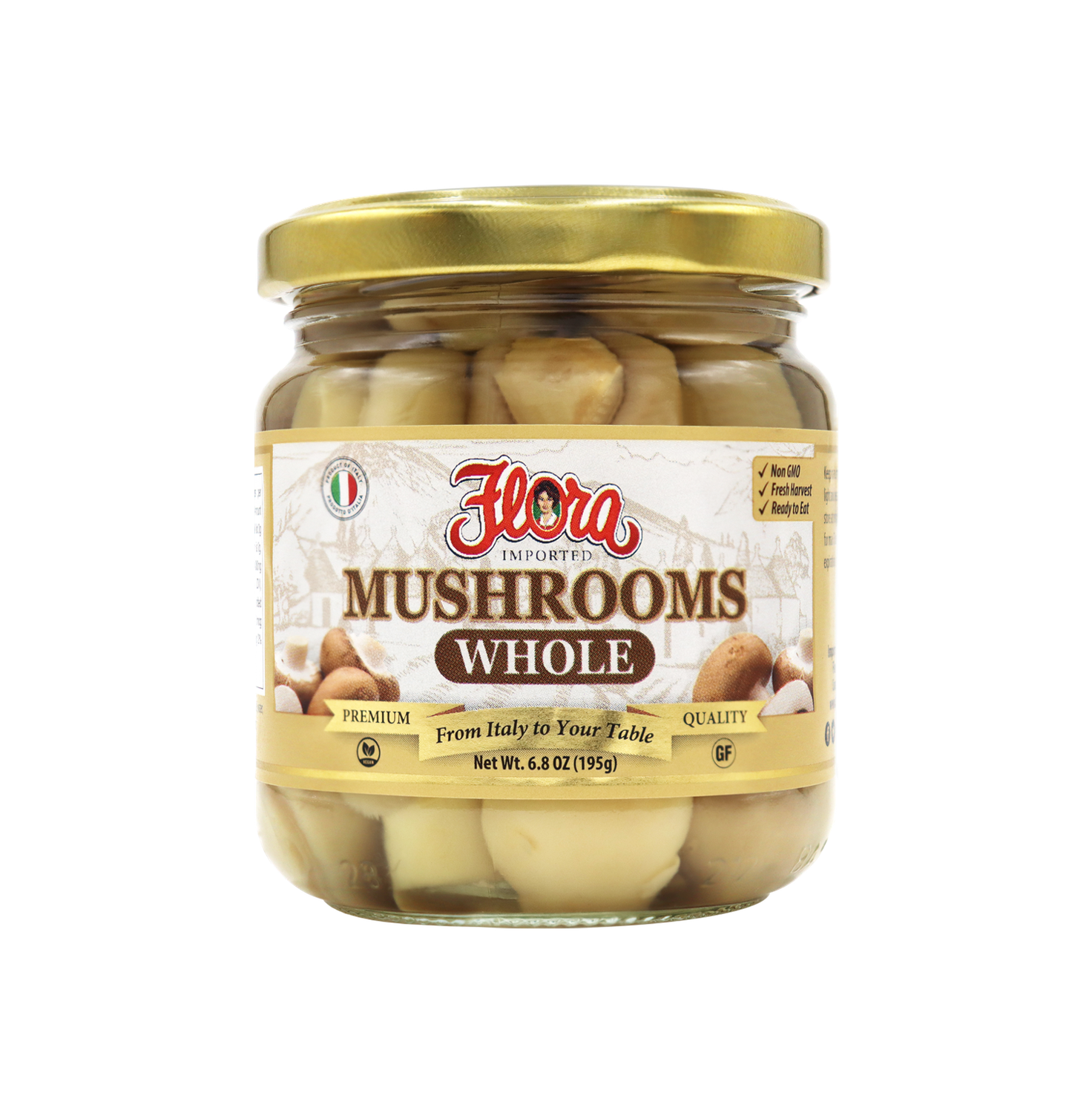FLORA WHOLE MUSHROOMS MARINATED 6X10OZ