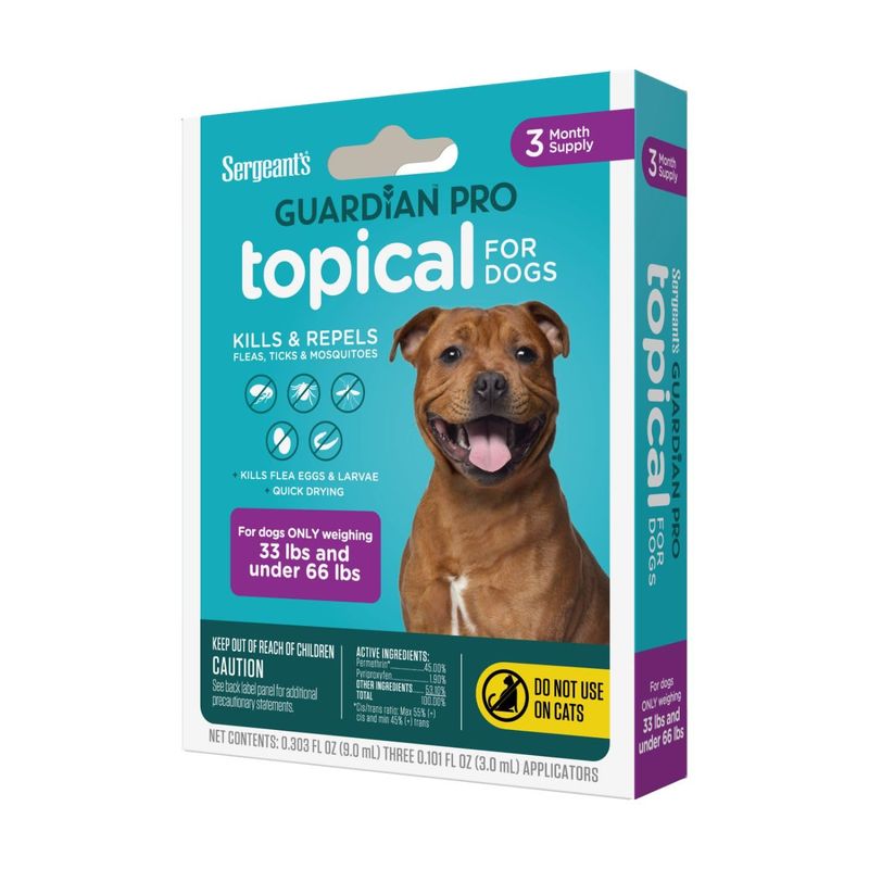 SERGEANT'S GUARDIAN PRO F&amp;T TROPICAL FOR DOGS 33-66# 4X3CT
