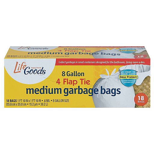 LIFE GOODS FLAT TOP KITCHEN 8GAL BAGS SCENTED BAGS 12X18CT